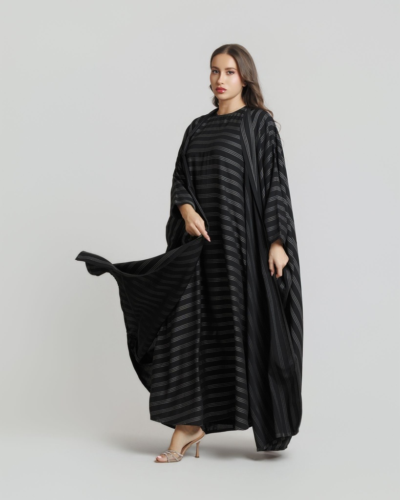 Striped Crepe Abaya — detail