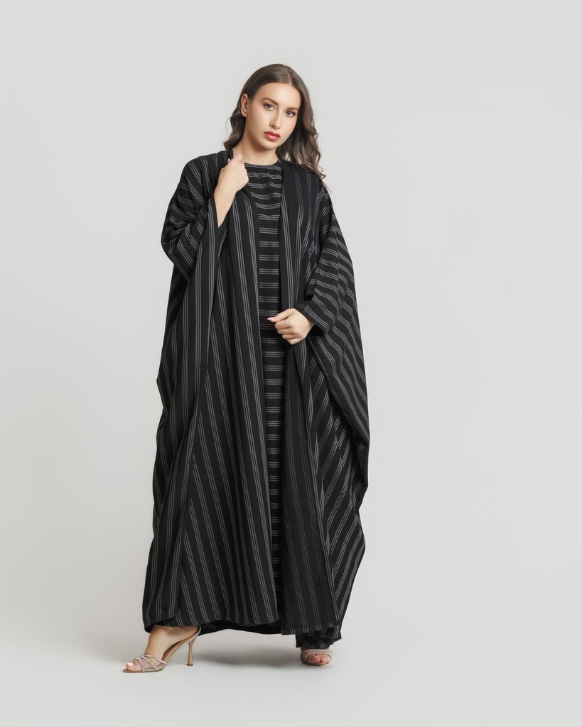 Striped Crepe Abaya